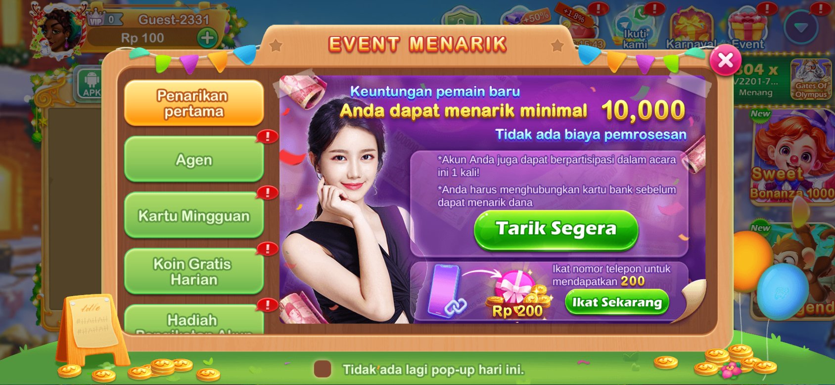 Penarikan cepat tanpa biaya di K3K3 2 4 5499 0 untuk pemain baru.
